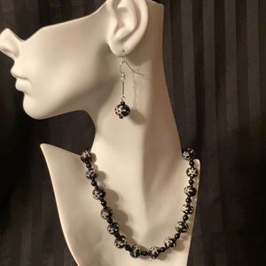 Black & White Beads-Necklace and Earring Set